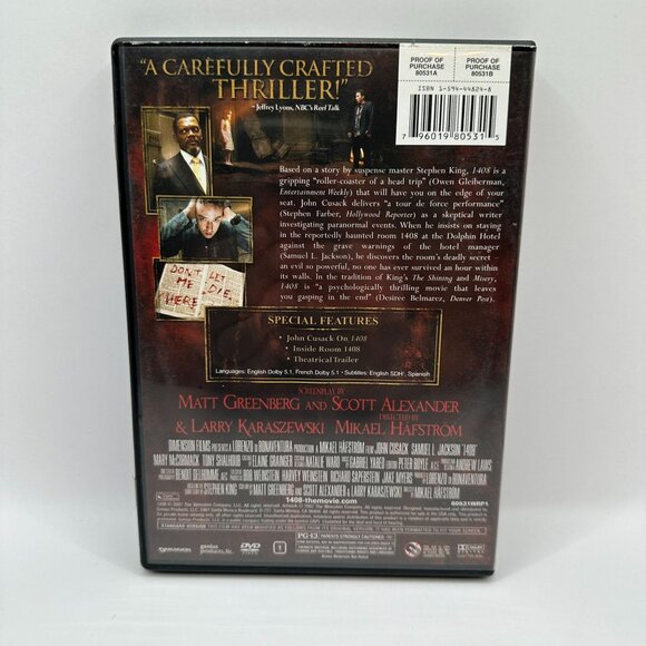 Stephen King’s 1408 Movie DVD John Cusack Samuel L Jackson Full Screen Edition - Picture 3 of 5